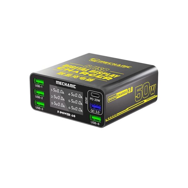 Зарядний пристрій Mechanic F-Power 6S (4 USB + 1 USB QC3.0 + 1 PD USB-C) 50W