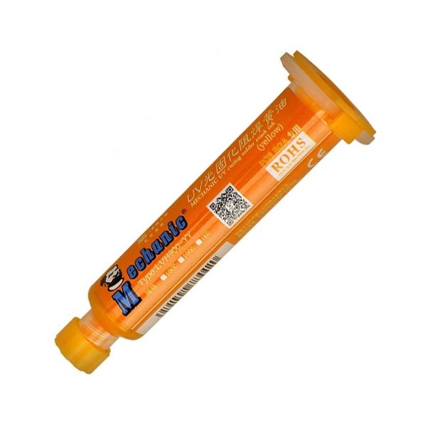 Паяльна маска Mechanic с УФ-затвердінням UVH900-YY (Жовта 10 ml)